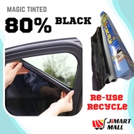 MAGIC TINTED 80% Black Removable DIY Cling Film Sunshade Window Tint Sun Shade Tingkap Kereta Axia M