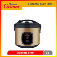 Cosmos CRJ-9308 Rice Cooker Stainless Steel Kapasitas 2 Liter 3in1 CRJ9308 / Magic Com / Penanak Nasi CRJ 9308 - Gold / rice cooker stainless / magic com stainless steel / cosmos 2 liter / rice cooker cosmos 2 liter / rice cooker / magic com / rice cooker