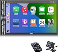 Advanced Double Din Carplay Car Stereo Kit with Voice Control, Mirror-Link Compatible with iOS &amp; Android，Support Backup &amp; Frontview Camera, Bluetooth 5.0, Steering Wheel, AM/FM Car Radio Receiver