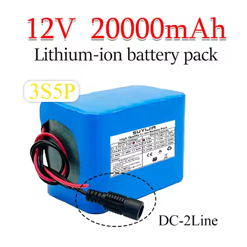 Lithium-ion battery 12V 20000mAh 18650 Rechargeable battery 3S5P with BMS 12.6-volt large capacity c