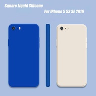 Luxury Square Liquid Silicone Phone Case For iPhone 5 5S SE 2016 Protective Cover For iPhone5 iPhone