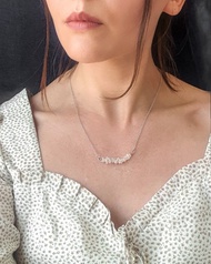 原礦月光石項鍊，純銀，巨蟹座寶石，金牛座水晶，波希米亞風格飾品