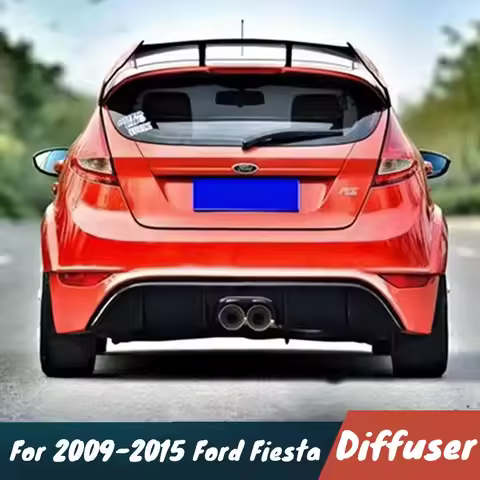 For 2009-2015 Ford Fiesta Regular Version Car Rear Bumper Black Exhaust Pipe Diffuser Spoiler BodyKi
