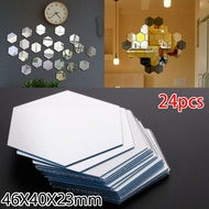 Stickers Hexagon Sticker Decal DIY 24Pcs Self-Adhesive Mirror Wall Mosaic