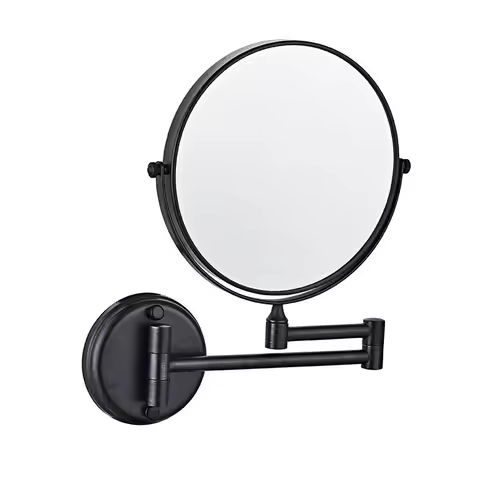 Bathroom Cosmetic Mirror 6 inch Wall Mounted Cosmetic Mirror Retractable Round Cosmetic Mirror Doubl