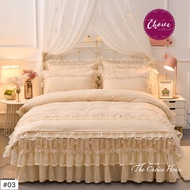 Set Cadar Pengantin Beropol  Set 4 IN 1Romantic Princess Style Lace 4 IN 1 Washed Cotton Korean Bedd