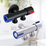 Best Seller Classic Design Matte Black SUS304 Two Way Angle Valve 2 Way Faucet Stainless Steel, 1 in 2 out Head Two Way Water Washer Tap Faucet Wash Machine Faucet SUS304 Two Way Angle Valve 2 Way Faucet Stainless Steel 1 in 2 out Head Two Way Valve Set