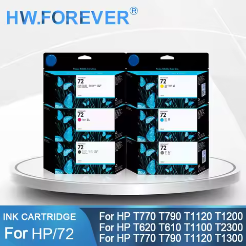 Original 72 New For HP72 72B Ink Cartridge For HP Designjet T610 T620 T770 T790 T795 T1100 T1120 T12