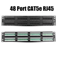 48 Port CAT5e RJ45 110 Network Ethernet 2U Two Space Patch Panel Mount Rack