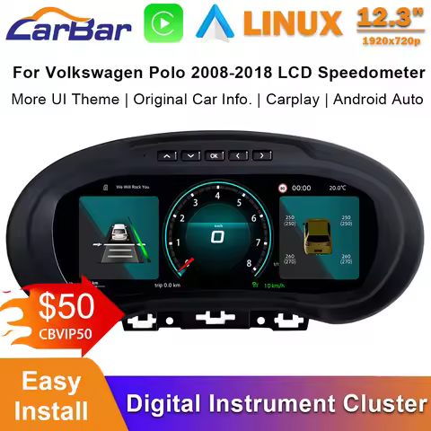 Carbar LCD Digital Dashboard Cluster For Volkswagen Polo 2008-2018 LCD Speedometer Instrument Cluste