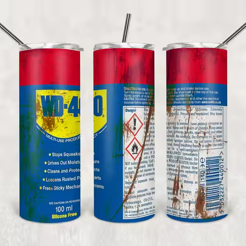 20oz WD40 Mechanic Oil Stainless Steel Tumbler, Vacuum Insulated Skinny Travel Mug with Lid and Stra