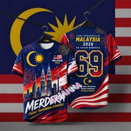 Malaysia Independence Day 2026 T-Shirt. 69th Merdeka Patriotic Tee. Full Sublimation Quick Dry Stree