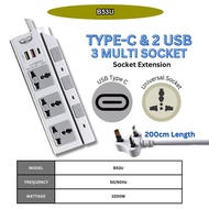 USB TYPE-C Wayer Extension Plug Power Socket Extension Plug With USB Elektrik Soket Extension Cord 2