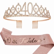 Birthday Tiara Crown Sash Women Girls 18Th 21St 30Th 40Th 50Th 60Th 70Th Birthday Party Decoration F