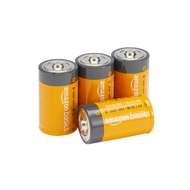 Amazon Basics 4-Pack D Cell Alkaline Everyday Batteries, 1.5 Volt, 5-Year Shelf Life
