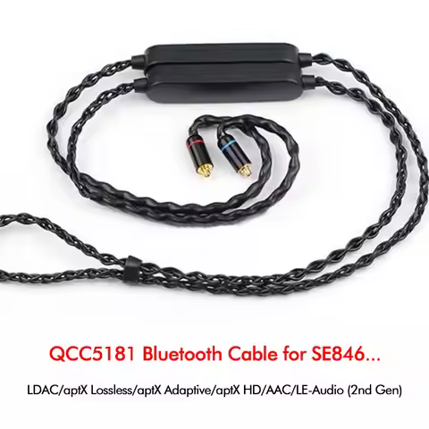 QCC5181 Bluetooth Cable LDAC aptX Lossless BT5.4 LE-Audio 20mS Gaming Headset Replaceable Line MMCX 