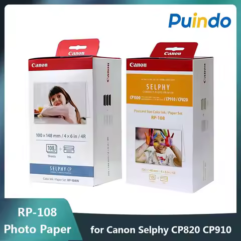 Original RP-108 KP-108IN Photo Paper 100*148mm(6inch) Add 2 Ink Cartridge for Canon Selphy CP820 CP9