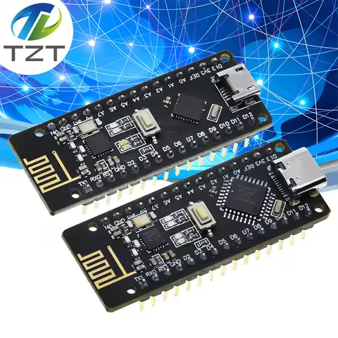 TZT 1/3PCS RF-Nano for Arduino Nano V3.0, Micro USB Nano Board ATmega328P QFN32 5V 16M CH340, Integr