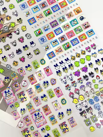 Cute Pixel Style Japanese Anime Pet Nail Sticker Diy Scrapbooking Journal Decor Stickers Y2K Journal