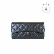 【巴黎站二手名牌專賣店】＊現貨＊CHANEL香奈兒真品＊AP0241經典黑荔枝銀雙C釦式長夾