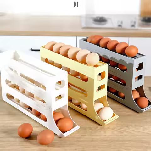 New Home Automatic Roll-Out Storage Box Kitchen Refrigerator Side Door Eggs Convenient Shelf 30 Supe