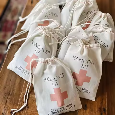 Custom 5Pcs Hangover Kit Cotton Bags Bachelorette Party Favors Groomsmen Bridesmaid Souvenirs Weddin