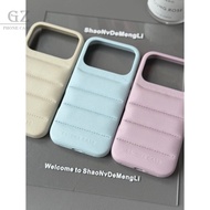 Simple Solid Color Leather Down Jacket Leather Suitable for iPhone 17 16 15 14 Pro Max i15 i16 17Pro