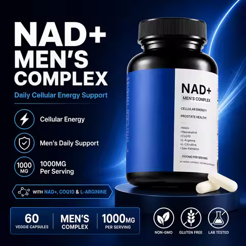 Mens NAD+ Complex 60 Capsules - Liposomal NAD+ Resveratrol CoQ10 Saw Palmetto for Cellular Energy, P