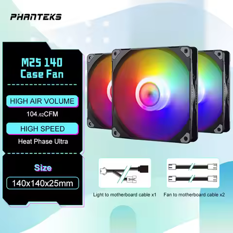 Phanteks M25 140 Case Fan Desktop Cooling Fans FDB Hydraulic Bearing 4pin PWM Temperature Control 20