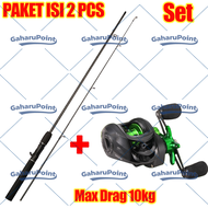 Joran Pancing Full Set 1.8M 5-10LB 7.2:1 Joran BC Set UL Carbon Pancingan Set Lengkap/bc casting 1 s