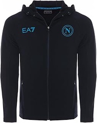 SSC NAPOLI Unisex Felpa Rappresentanza Blu, Ea7, Prodotto Ufficiale, Logo Sscn, Con Cappuccio, Chius