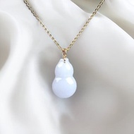 白翡翡翠葫蘆吊飾 18K金鑲嵌墜頭 | 天然緬甸玉翡翠A貨 | 送禮