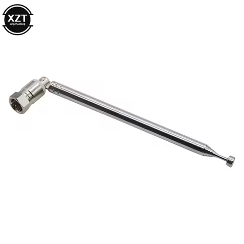 F Type Radio TV Antenna 7 Section Telescopic Aerial Replacement Connector For TV AM FM Radio Cable 2