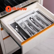 I know Expandable Cutlery Drawer Organizer Flatware Drawer Tray for Silverware Serving Utensils Mult
