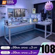 L Shape Gaming Table Corner Desk Meja Komputer White Computer Table Laptop Table Study Table 180CM M