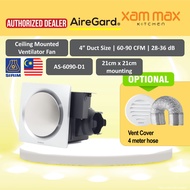 (FREE SHIPPING) Airegard AS6090 D1 Round Package - 4" Exhaust Fan Ventilator [Silent Series] AS-6090