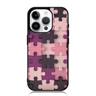 Custom Case iphone 15 Plus Pro Ultra Pink Wood Puzzle AE0283 Hardcase S5