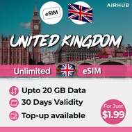 eSIM UK Travel Data | eTravel London Edinburgh Stonehenge etc