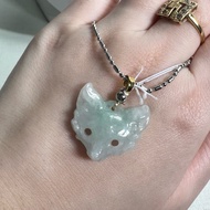 APPLE GREEN FLOATING jade pendant jadeite burma type a nine tail fox tail 9