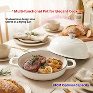 Enameled round cast iron bread oven,cream-white cast iron Dutch oven,for baking homemade sourdough b