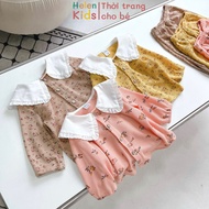 Helen Kids Girls Autumn Set Honeycomb Elastic Long Sleeve Set for Children B02