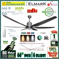 Elmark Ceiling Fan 666B ORB 66” inches DC Motor Remote Control 6 Blades Ceiling Fan With 24W 3 Tone