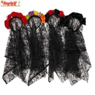 KUGIGIEI Ghost Bride Headband, Gothic Lace Material Floral Lace Veil, Spooky Performance Prop Spooky