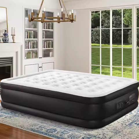 JHK 22IN Queen Size Air Mattress Blow Up Double Height Non-Slip Bottom Weight Capacity 660 lbs Air B
