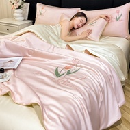 Hemp Rope Series Flarol Embroidery Ice Silk Summer Quilt Thin Blanket Comforter Single/queen/king Si