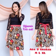 Baju Batik Wanita Modern Dress Kondangan Brukat Dress Pesta Wanita