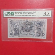 uang kuno 10 gulden seri wayang tahun 1939 PMG 45