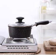 日本麥飯石單柄湯煲(單柄20cm)易潔鍋 單柄煲 湯鍋 煮麵條鍋 奶鍋 不黏塗層 電磁爐適用 規格 黑色【20cm】