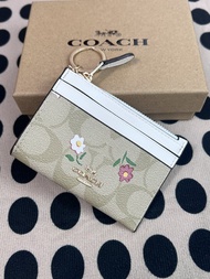 Coach CH481 小花朵PVC鑰匙扣圈卡包 配YKK拉鍊 可放零錢多功能 順豐包郵