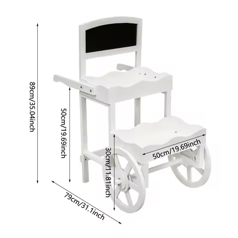Planter Cart, Vintage Garden Flower Display Stand, 2-Tier Plant Display Stand with Wheels 79*50*89cm